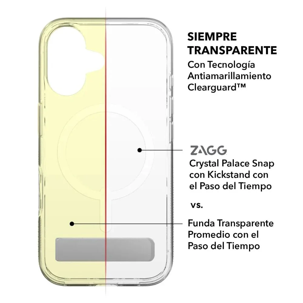 Case ZAGG Kickstand Crystal Palace para iPhone 16 con Magsafe - Transparente - Image 3