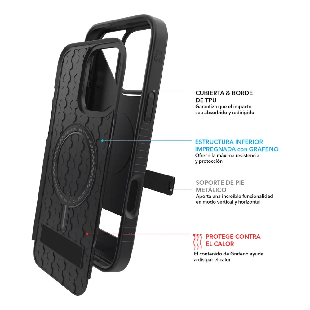 Case ZAGG Denali para iPhone 16 Pro con MagSafe - Negro - Image 4