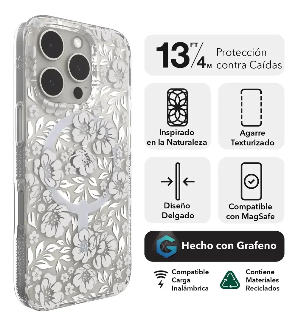 Case ZAGG Milan para iPhone 16 Pro con MagSafe - Blanco Floral - Image 7