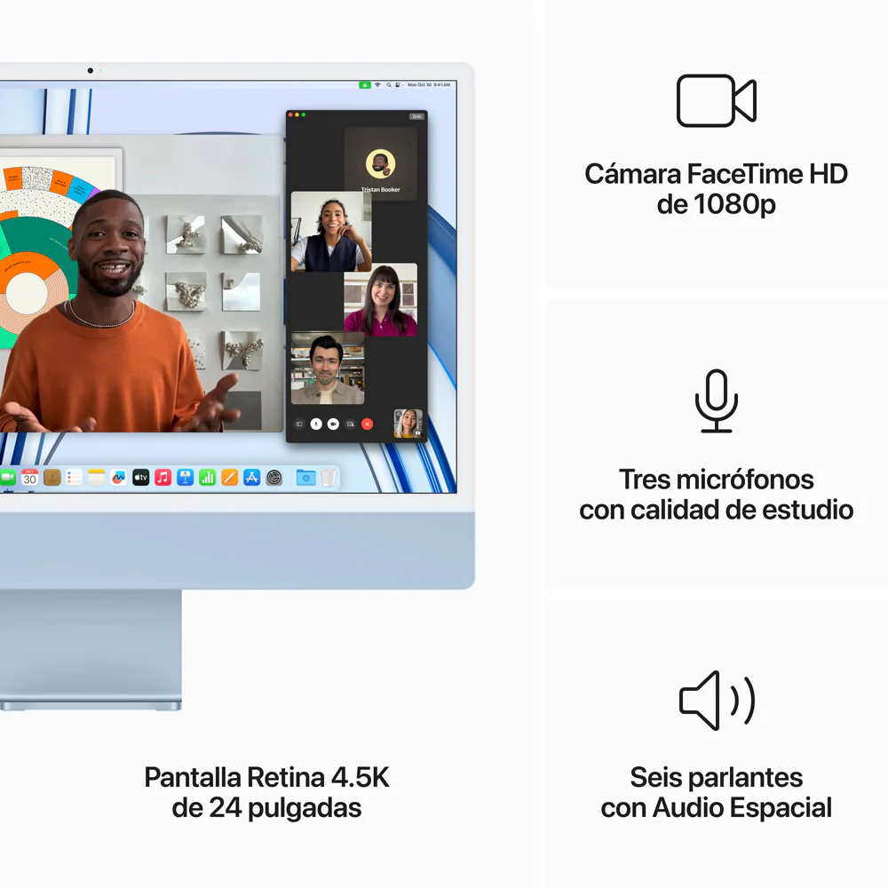 iMac con pantalla Retina 4,5K de 24 pulgadas: Chip M3 de Apple con CPU de 8 núcleos y GPU de 8 núcleos, 256 GB SSD - Azul - Image 5