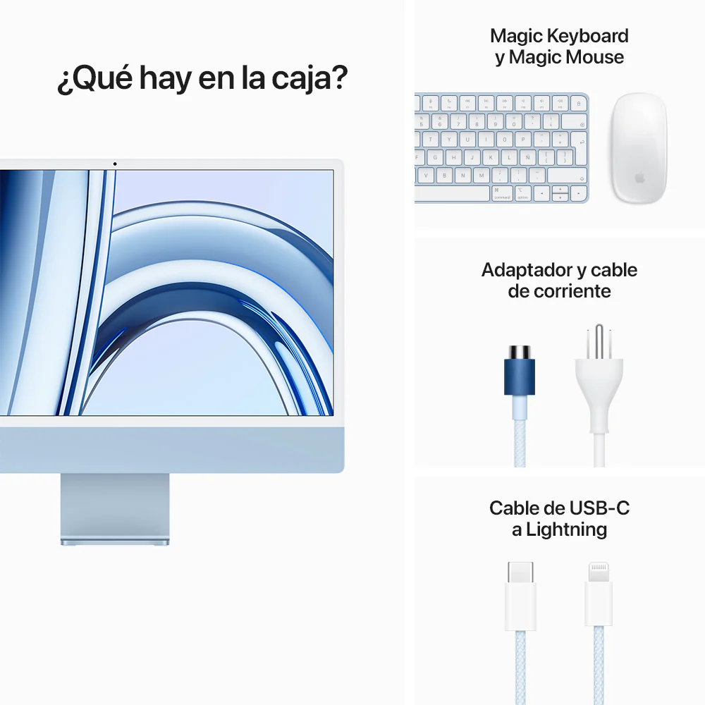 iMac con pantalla Retina 4,5K de 24 pulgadas: Chip M3 de Apple con CPU de 8 núcleos y GPU de 8 núcleos, 256 GB SSD - Azul - Image 9