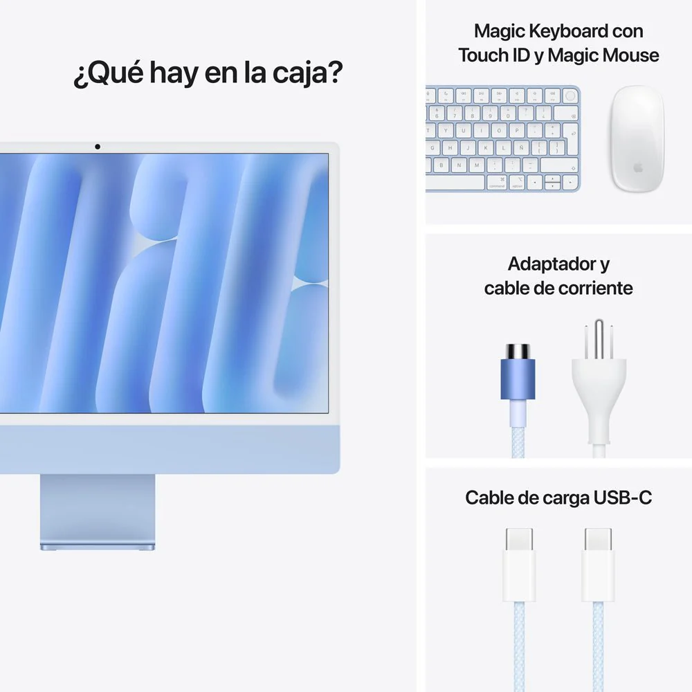 iMac con pantalla Retina 4,5K de 24 pulgadas: Chip M4 de Apple con CPU de 10 núcleos y GPU de 10 núcleos, 256 GB SSD - Azul - Image 9