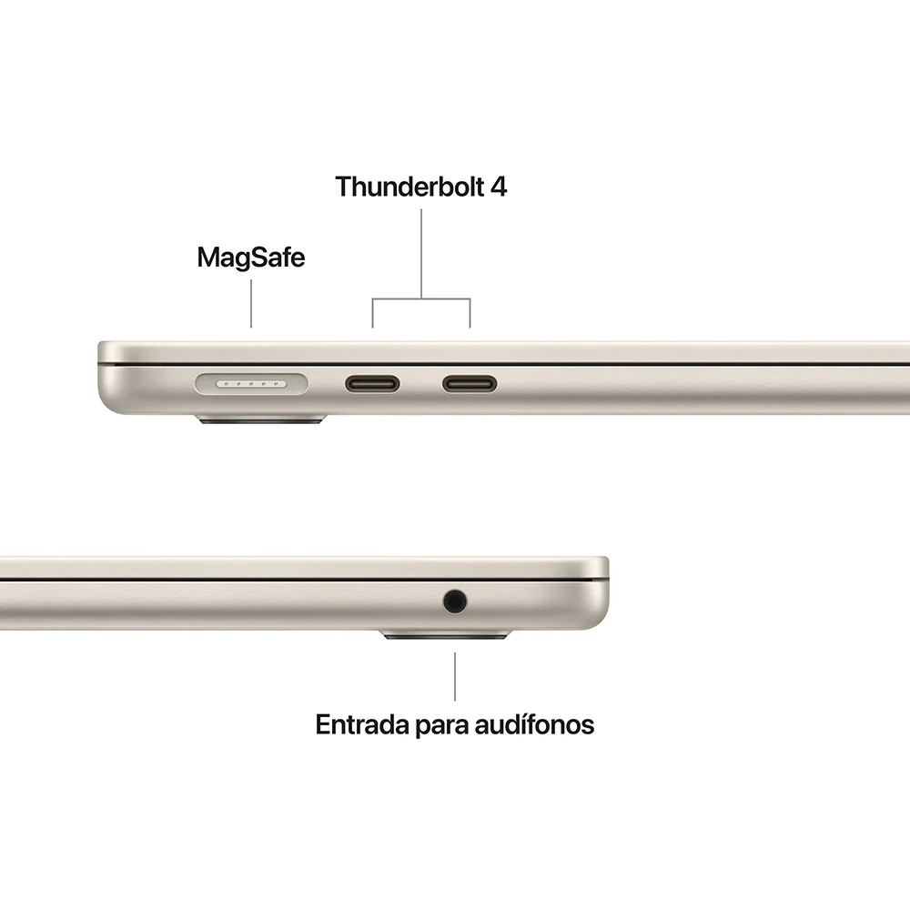 MacBook Air de 13 pulgadas: Chip M4 de Apple con CPU de 10 núcleos y GPU de 8 núcleos, 256 GB SSD - Blanco estrella - Image 7