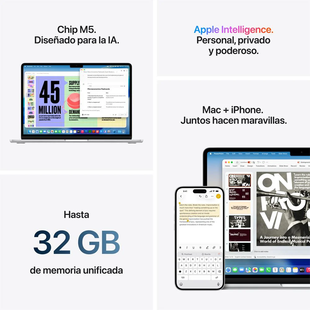 MacBook Air de 15 pulgadas: Chip M5 de Apple con CPU de 10 núcleos y GPU de 10 núcleos, 512 GB SSD - Azul medianoche - Image 8