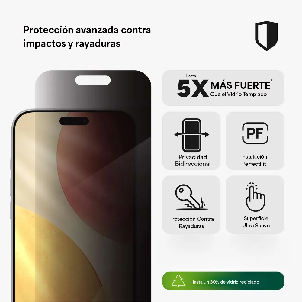 Protector de Pantalla Zagg GL Privacidad para iPhone 17 Pro Max - Transparente - Image 3