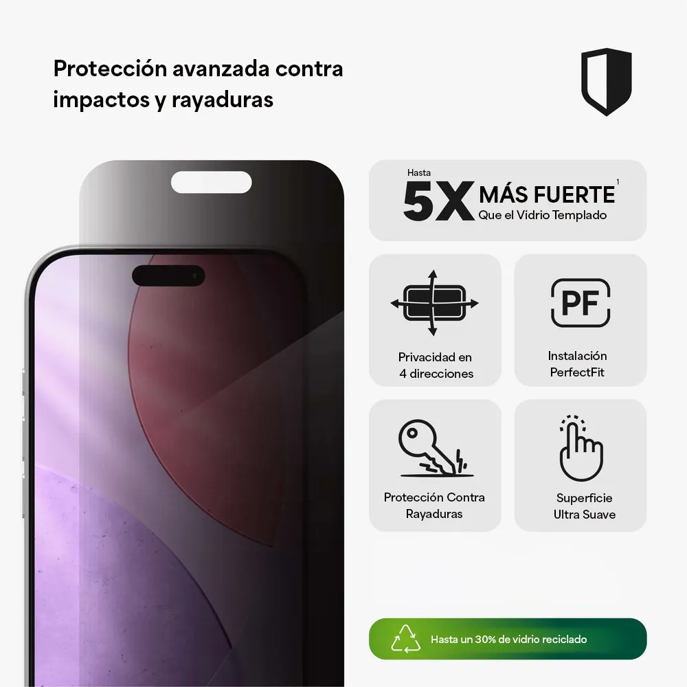 Protector de Pantalla Zagg Glass XTR Privacidad para iPhone 17 Pro - Transparente - Image 2