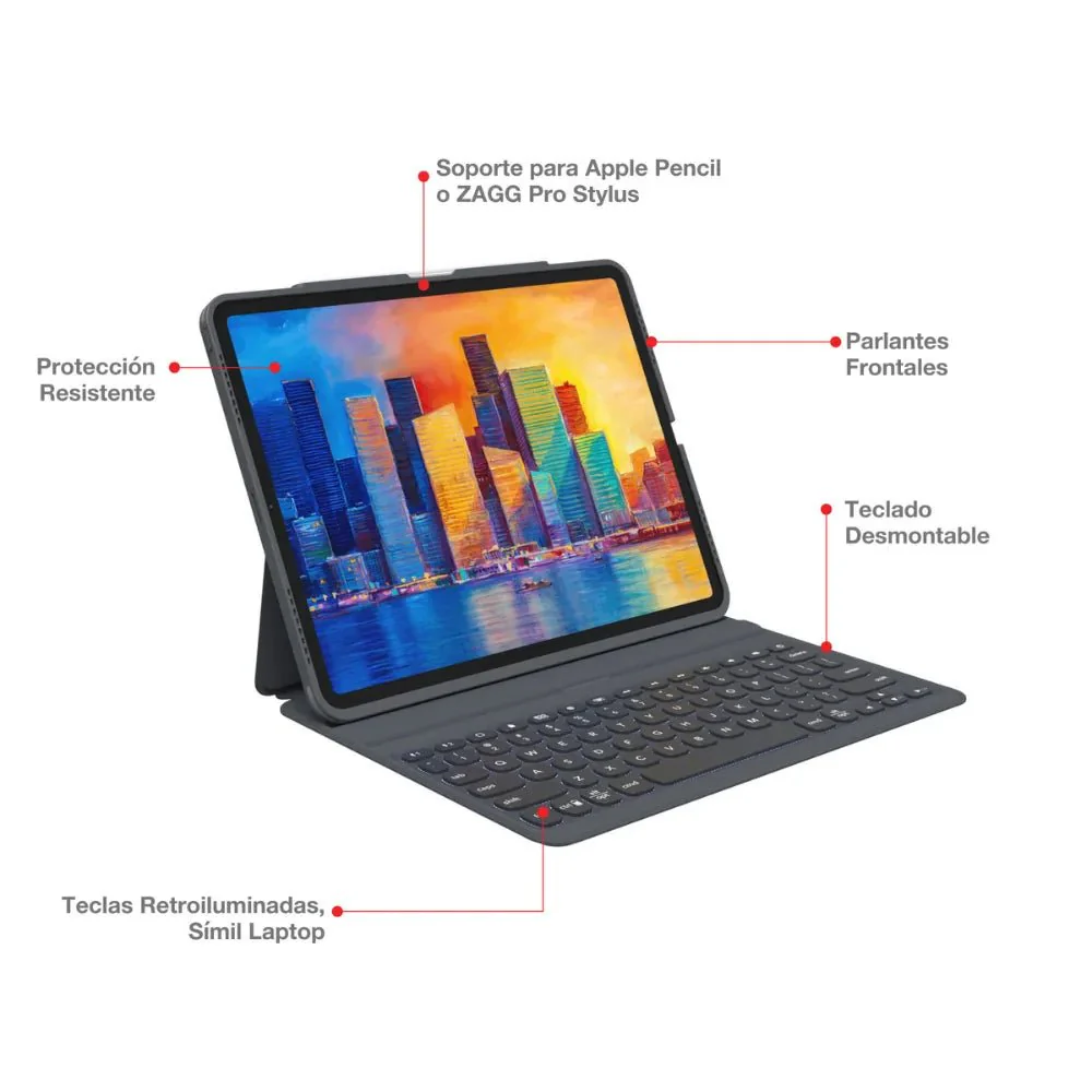 Case con teclado ZAGG Pro Keys para iPad Pro 11 (Gen 4/3/2/1), Air 11 (M2, M3, M4) - Negro/Gris - Image 3