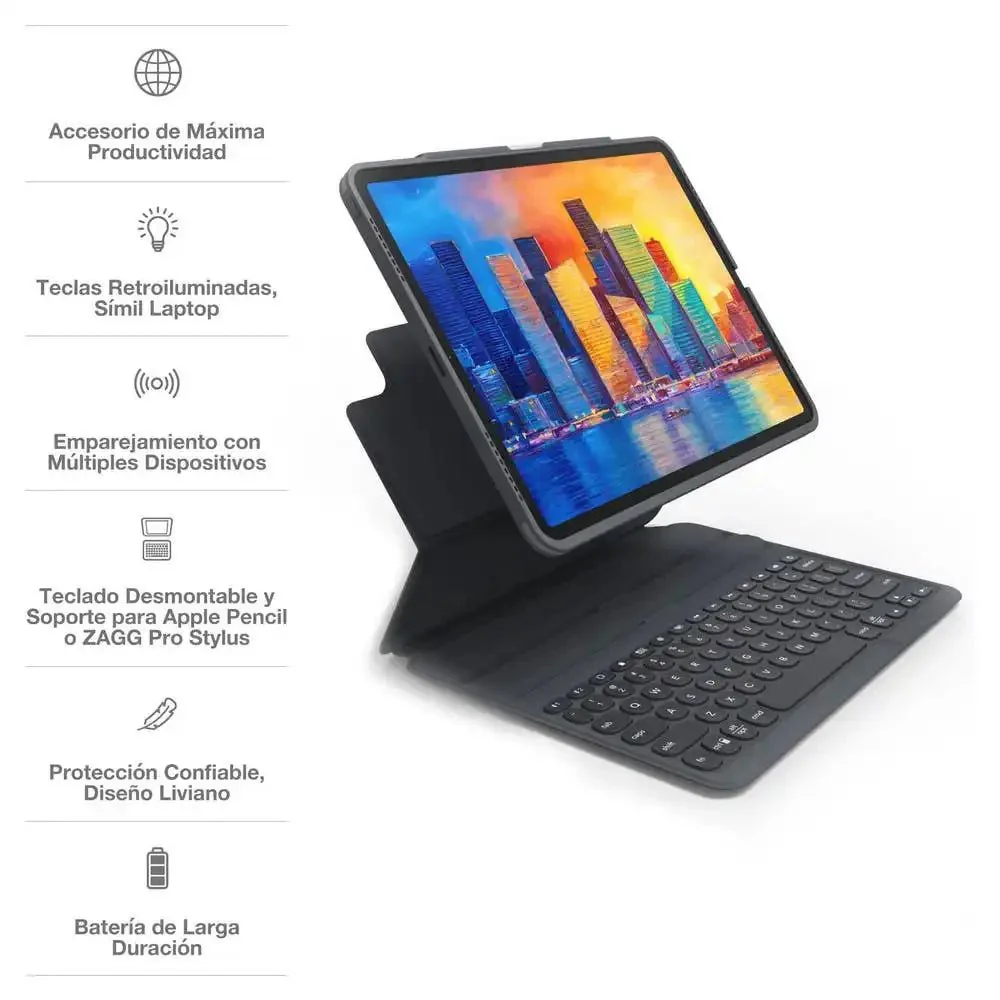 Case con teclado ZAGG Pro Keys para iPad Air 13 (M2, M3, M4) , iPad Pro 12.9 (3ra a 6ta Gen) - Negro - Image 3